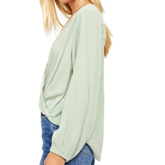 FREE PEOPLE FROSTED FERN FAUX WRAP TOP XS - Picture 5 of 10